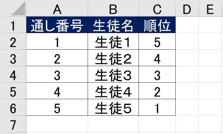 通し番号昇順